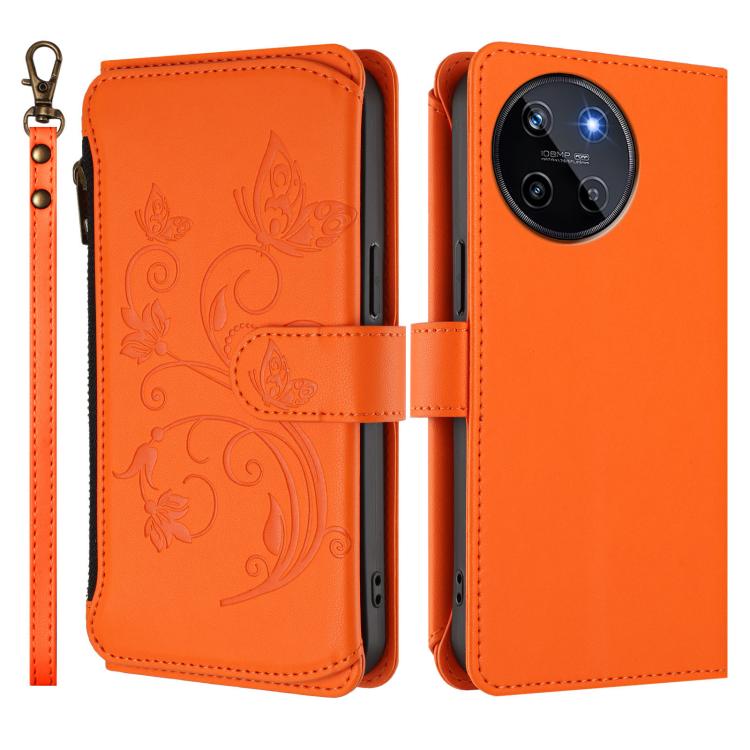 For Realme 11 4G Global Butterfly Love Flower Multi-card Zipper Wallet Leather Phone Case