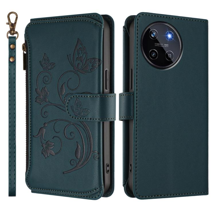 For Realme 11 4G Global Butterfly Love Flower Multi-card Zipper Wallet Leather Phone Case