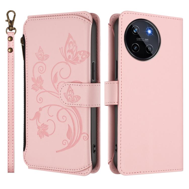 For Realme 11 4G Global Butterfly Love Flower Multi-card Zipper Wallet Leather Phone Case