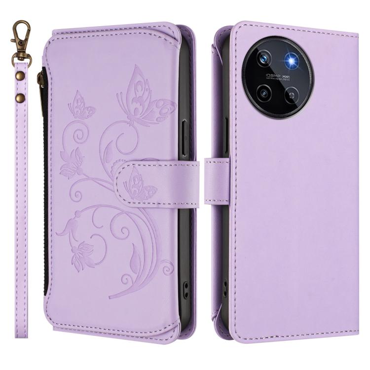 For Realme 11 4G Global Butterfly Love Flower Multi-card Zipper Wallet Leather Phone Case