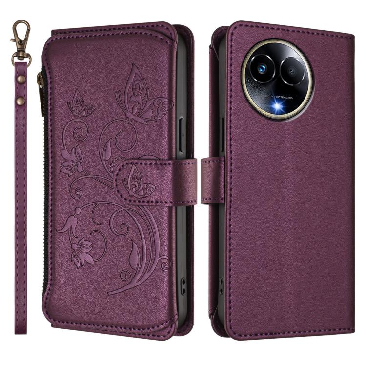 For Realme 11 5G Global / C67 5G India Butterfly Love Flower Multi-card Zipper Wallet Leather Phone Case