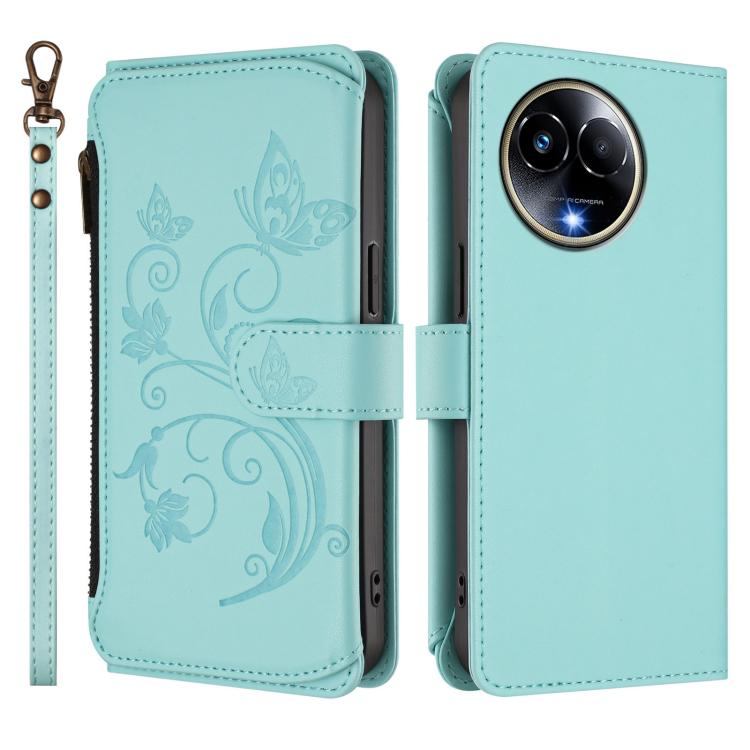 For Realme 11 5G Global / C67 5G India Butterfly Love Flower Multi-card Zipper Wallet Leather Phone Case