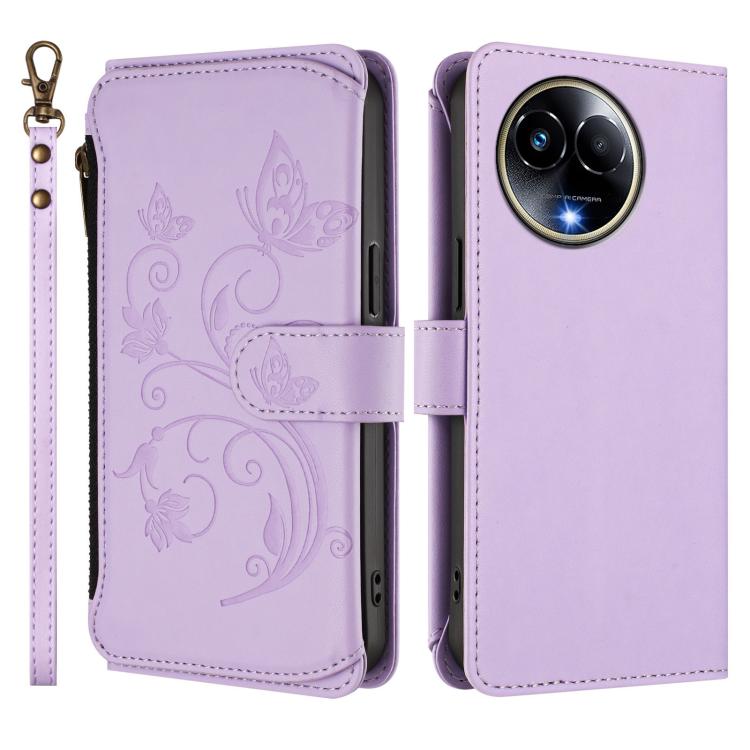 For Realme 11 5G Global / C67 5G India Butterfly Love Flower Multi-card Zipper Wallet Leather Phone Case