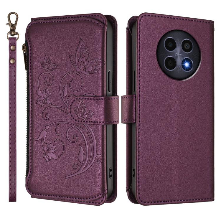 For Realme 13 / 12 / 12x / C65 5G Global Butterfly Love Flower Multi-card Zipper Wallet Leather Phone Case