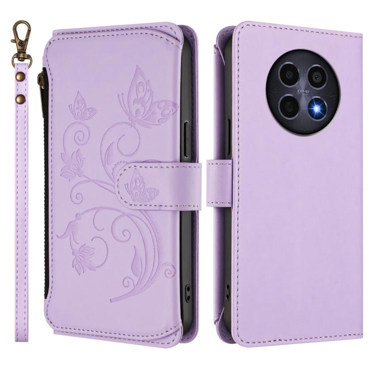 For Realme 13 / 12 / 12x / C65 5G Global Butterfly Love Flower Multi-card Zipper Wallet Leather Phone Case