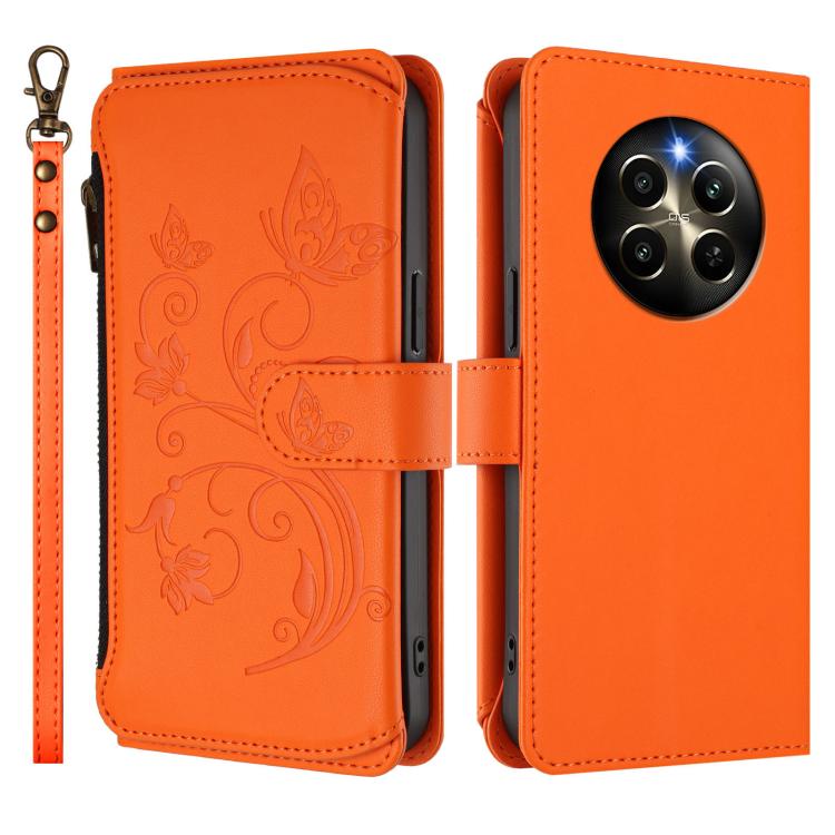 For Realme 12 Pro / 12 Pro+ / P1 Pro 5G Butterfly Love Flower Multi-card Zipper Wallet Leather Phone Case