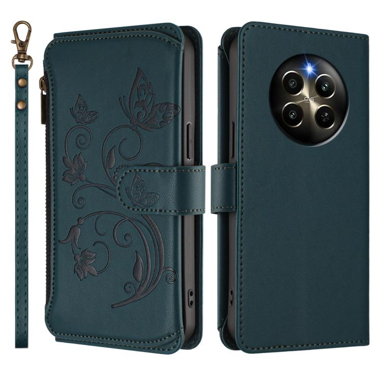 For Realme 12 Pro / 12 Pro+ / P1 Pro 5G Butterfly Love Flower Multi-card Zipper Wallet Leather Phone Case