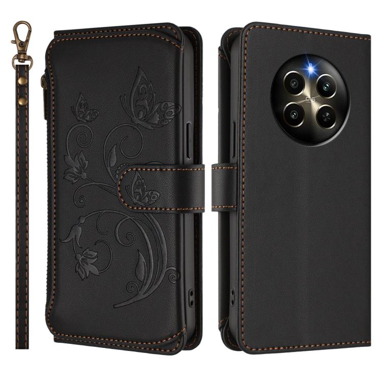 For Realme 12 Pro / 12 Pro+ / P1 Pro 5G Butterfly Love Flower Multi-card Zipper Wallet Leather Phone Case