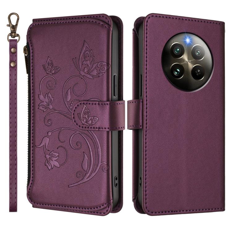 For Realme 13 / 12 4G / P1 5G Global Butterfly Love Flower Multi-card Zipper Wallet Leather Phone Case