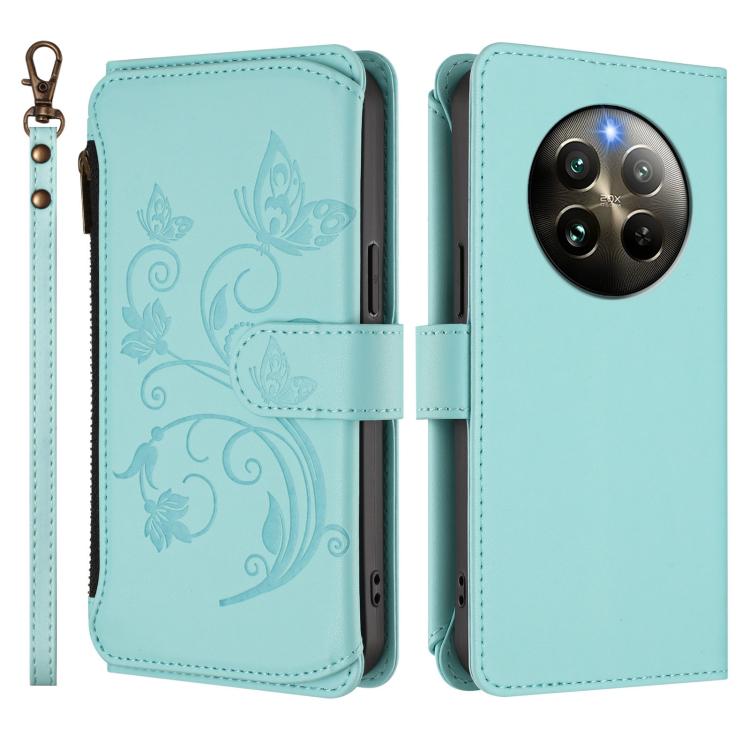 For Realme 13 / 12 4G / P1 5G Global Butterfly Love Flower Multi-card Zipper Wallet Leather Phone Case