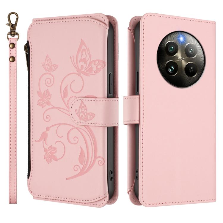 For Realme 13 / 12 4G / P1 5G Global Butterfly Love Flower Multi-card Zipper Wallet Leather Phone Case