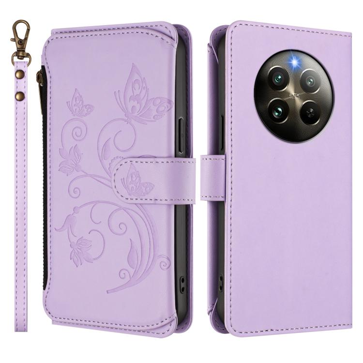 For Realme 13 / 12 4G / P1 5G Global Butterfly Love Flower Multi-card Zipper Wallet Leather Phone Case
