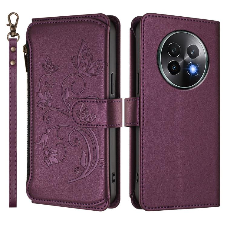 For Realme 13+ 5G Global Butterfly Love Flower Multi-card Zipper Wallet Leather Phone Case