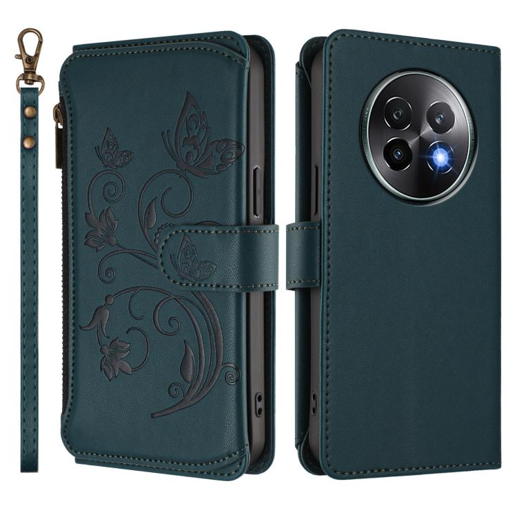 For Realme 13+ 5G Global Butterfly Love Flower Multi-card Zipper Wallet Leather Phone Case