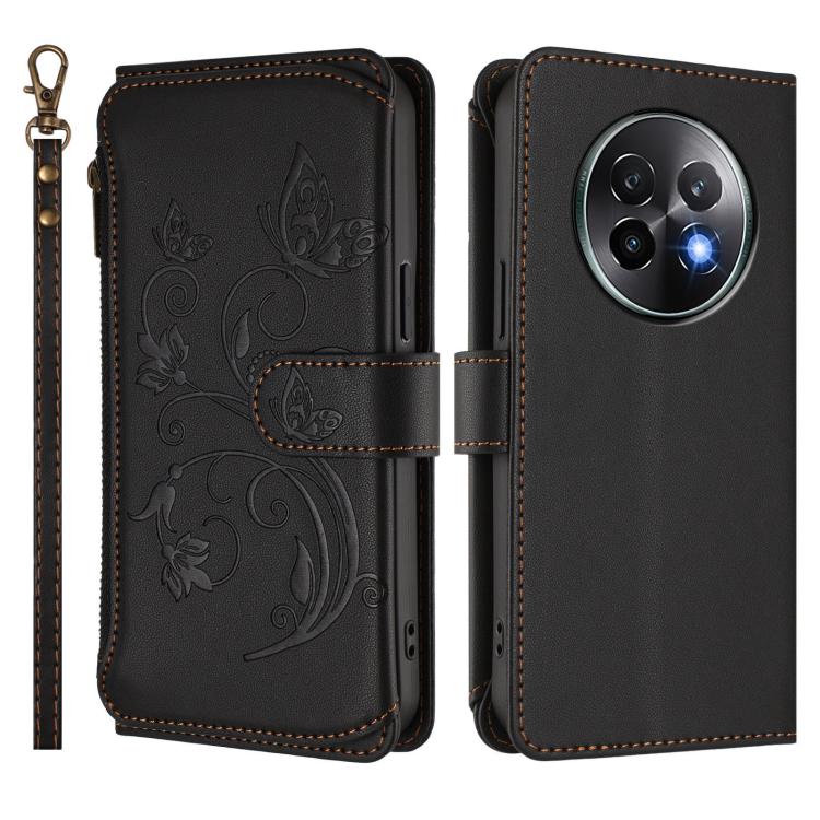 For Realme 13+ 5G Global Butterfly Love Flower Multi-card Zipper Wallet Leather Phone Case