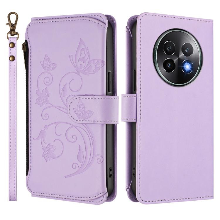 For Realme 13+ 5G Global Butterfly Love Flower Multi-card Zipper Wallet Leather Phone Case