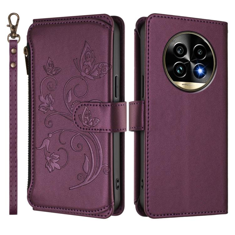 For Realme 13 Pro / 13 Pro+ 5G Global Butterfly Love Flower Multi-card Zipper Wallet Leather Phone Case