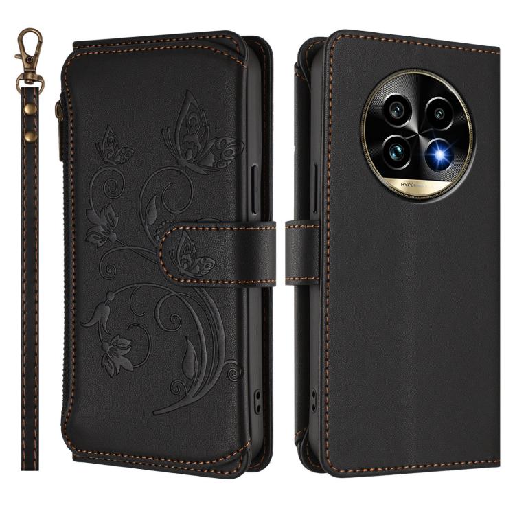 For Realme 13 Pro / 13 Pro+ 5G Global Butterfly Love Flower Multi-card Zipper Wallet Leather Phone Case