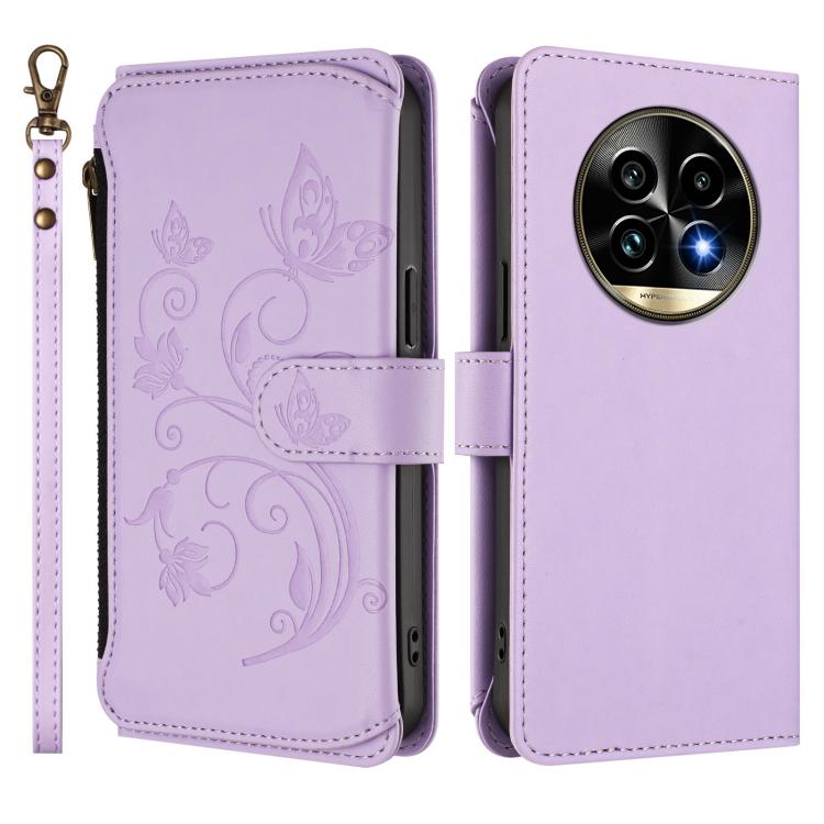 For Realme 13 Pro / 13 Pro+ 5G Global Butterfly Love Flower Multi-card Zipper Wallet Leather Phone Case