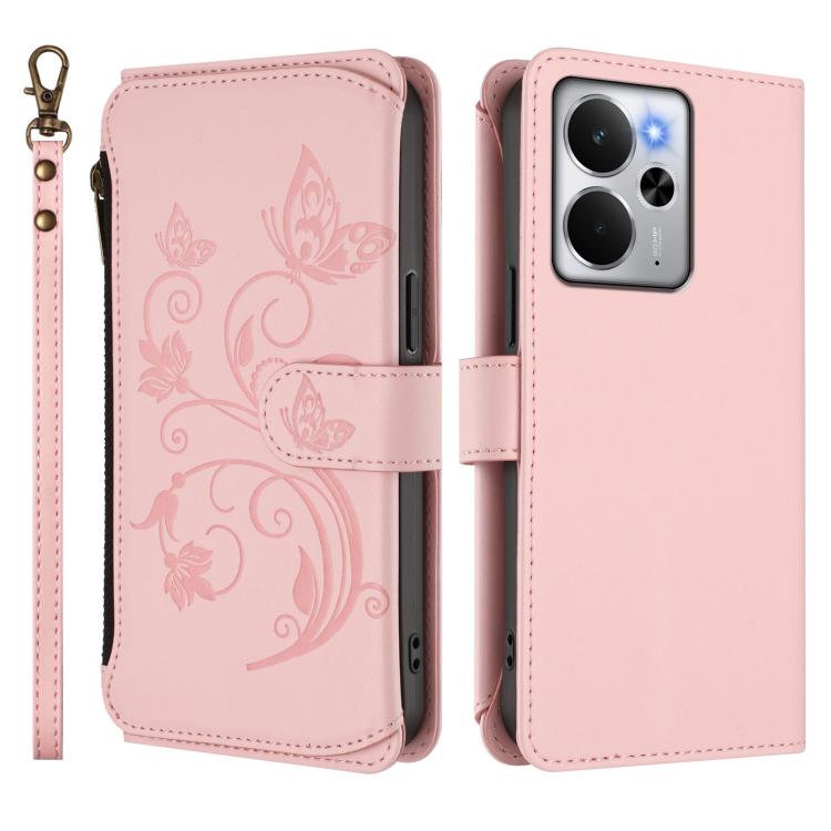 For Realme 14 / P3 / 14T 5G Global Butterfly Love Flower Multi-card Zipper Wallet Leather Phone Case
