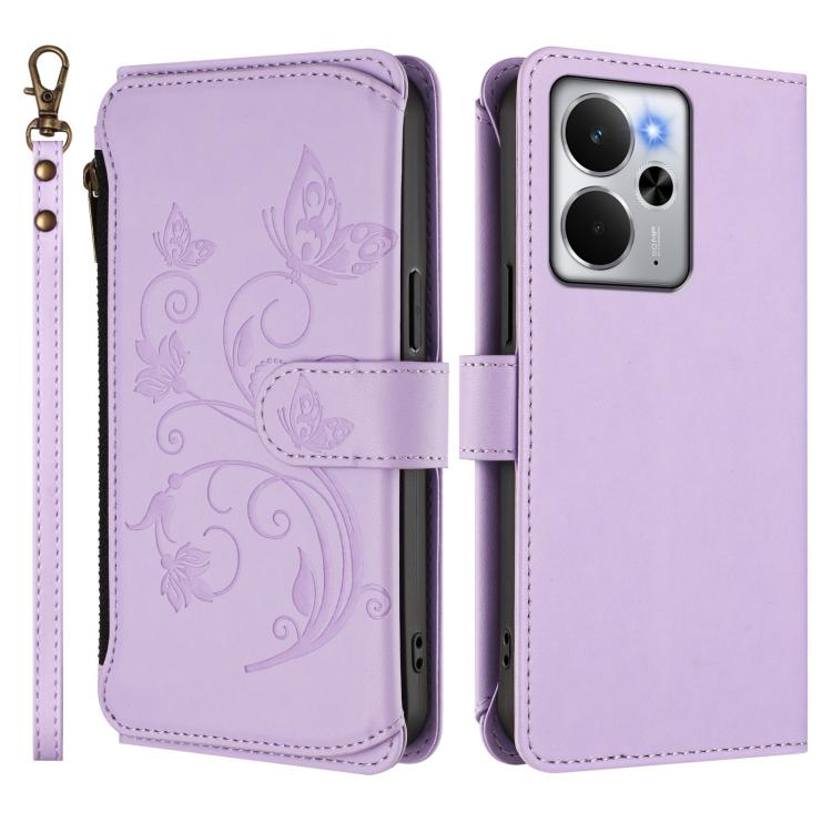 For Realme 14 / P3 / 14T 5G Global Butterfly Love Flower Multi-card Zipper Wallet Leather Phone Case