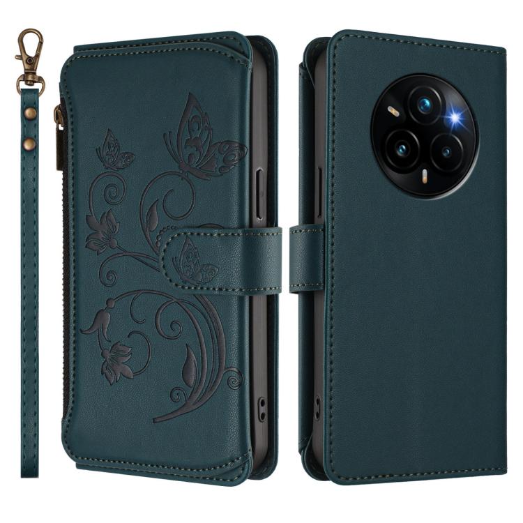 For Realme 14 Pro+ 5G Global Butterfly Love Flower Multi-card Zipper Wallet Leather Phone Case