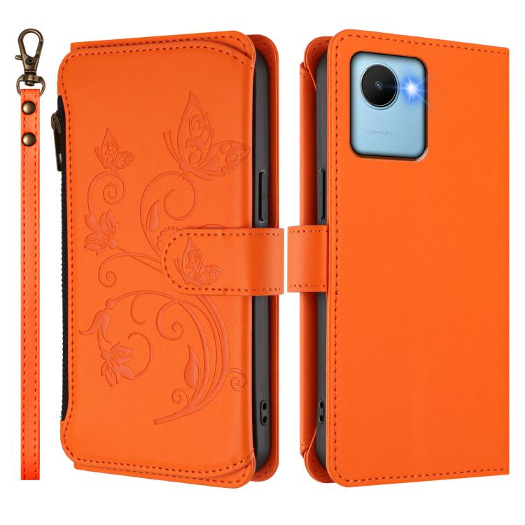 For Realme C30 4G / C30s / Narzo 50i Butterfly Love Flower Multi-card Zipper Wallet Leather Phone Case