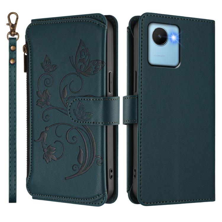 For Realme C30 4G / C30s / Narzo 50i Butterfly Love Flower Multi-card Zipper Wallet Leather Phone Case