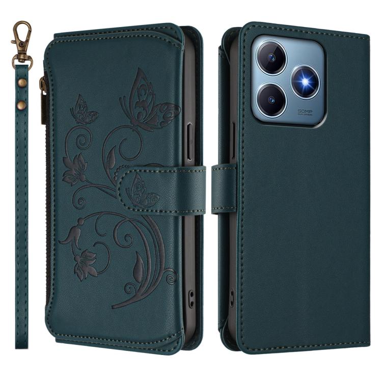 For Realme C63 / C61 / Note 60 4G Global Butterfly Love Flower Multi-card Zipper Wallet Leather Phone Case