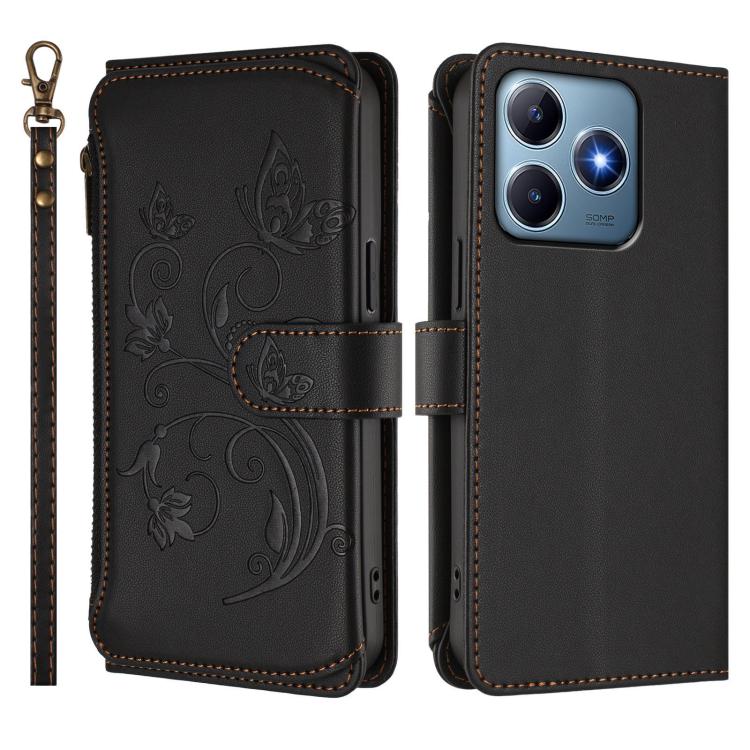 For Realme C63 / C61 / Note 60 4G Global Butterfly Love Flower Multi-card Zipper Wallet Leather Phone Case