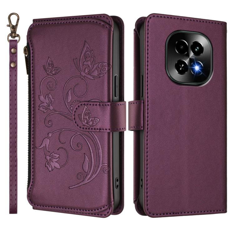For Realme C63 5G Global Butterfly Love Flower Multi-card Zipper Wallet Leather Phone Case