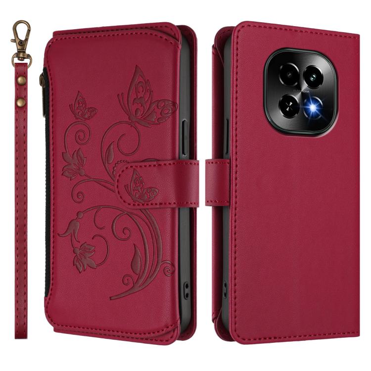 For Realme C63 5G Global Butterfly Love Flower Multi-card Zipper Wallet Leather Phone Case
