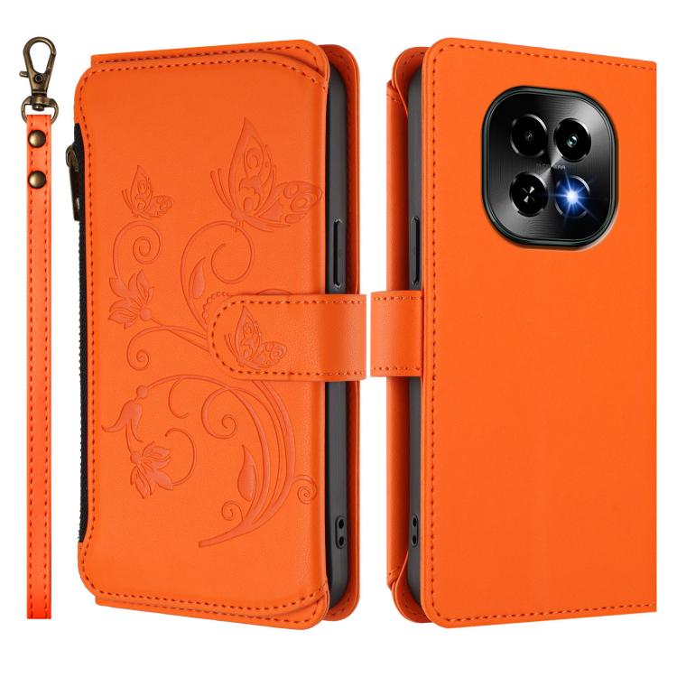 For Realme C63 5G Global Butterfly Love Flower Multi-card Zipper Wallet Leather Phone Case