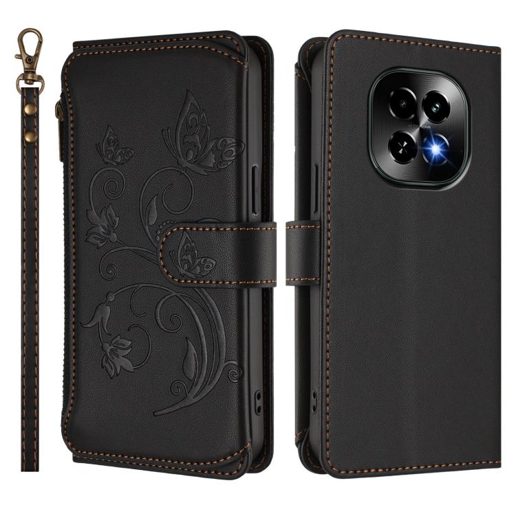 For Realme C63 5G Global Butterfly Love Flower Multi-card Zipper Wallet Leather Phone Case