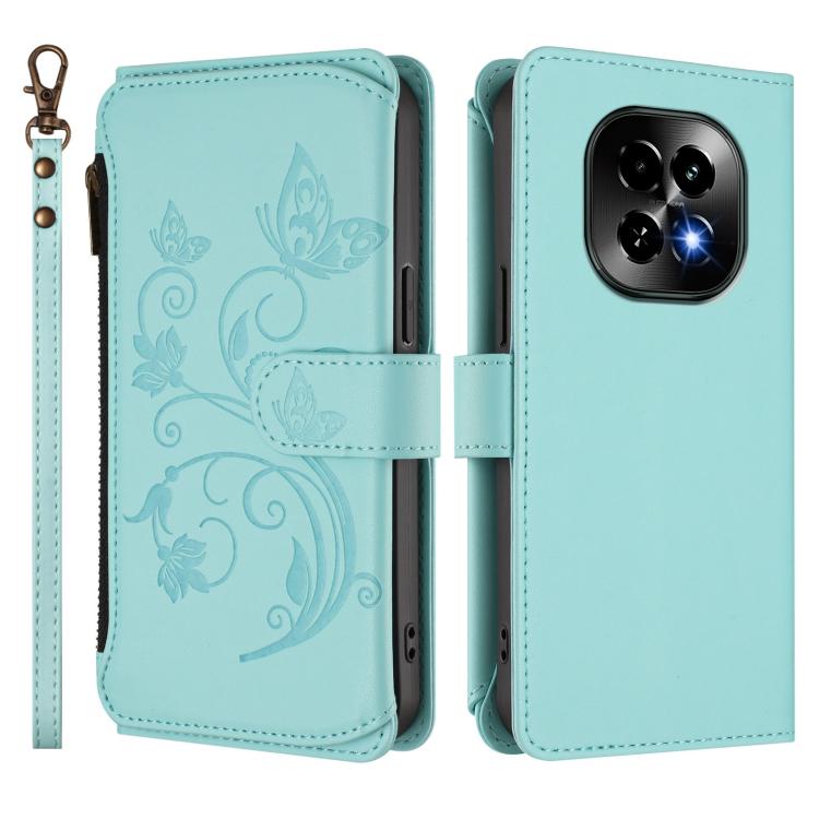 For Realme C63 5G Global Butterfly Love Flower Multi-card Zipper Wallet Leather Phone Case