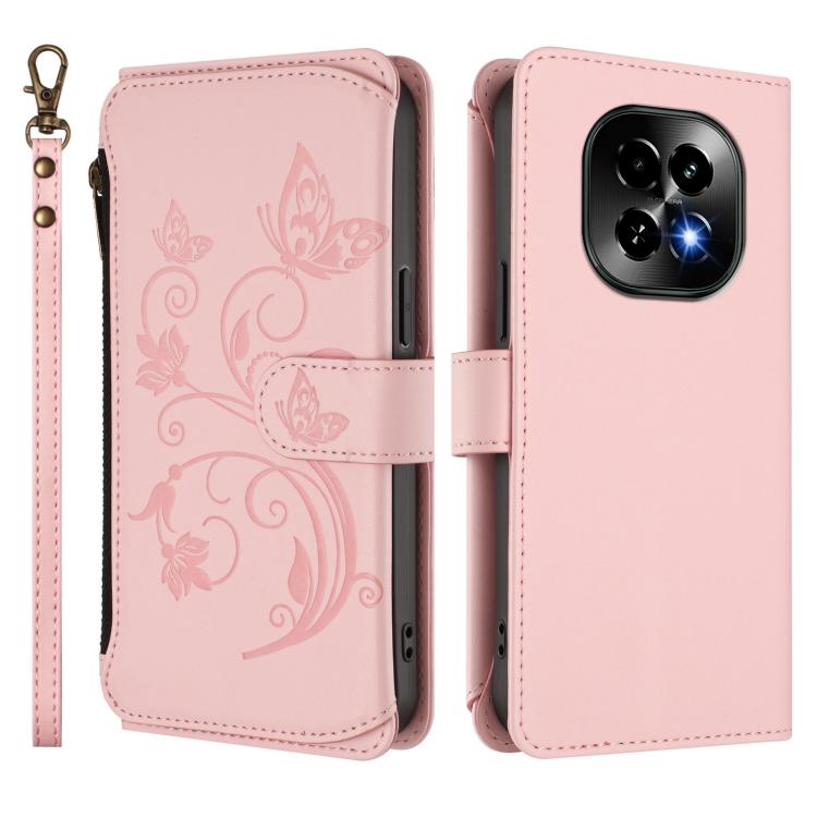 For Realme C63 5G Global Butterfly Love Flower Multi-card Zipper Wallet Leather Phone Case