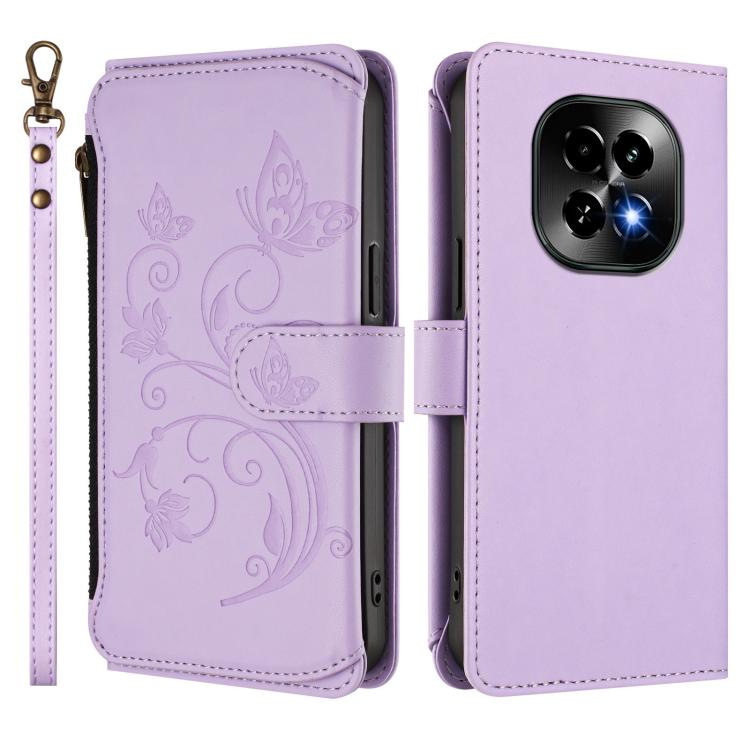 For Realme C63 5G Global Butterfly Love Flower Multi-card Zipper Wallet Leather Phone Case