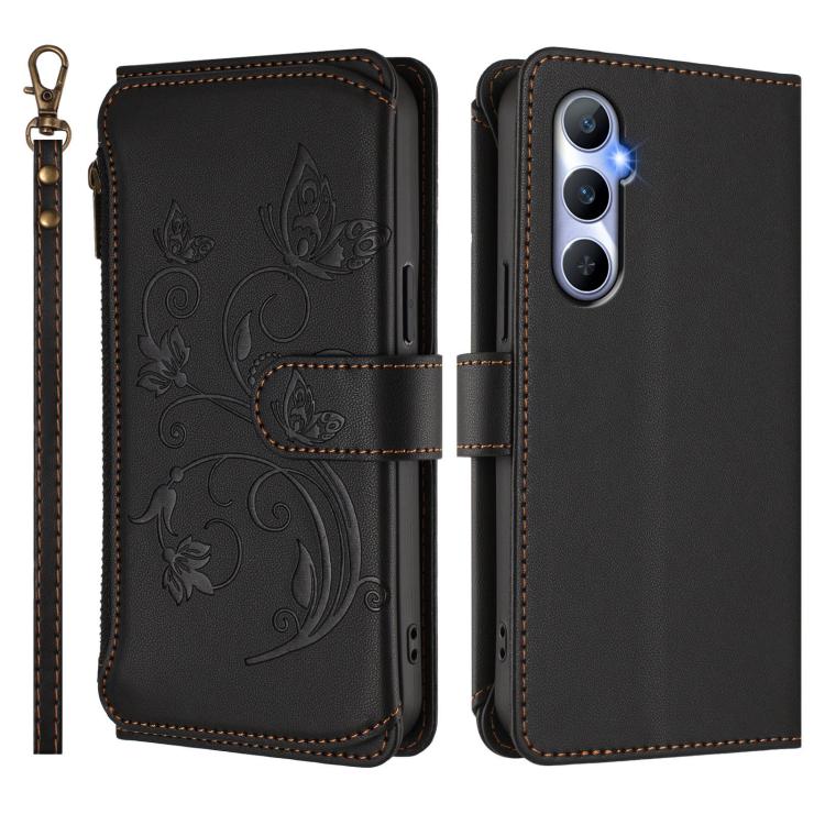 For Realme C65 4G Global Butterfly Love Flower Multi-card Zipper Wallet Leather Phone Case