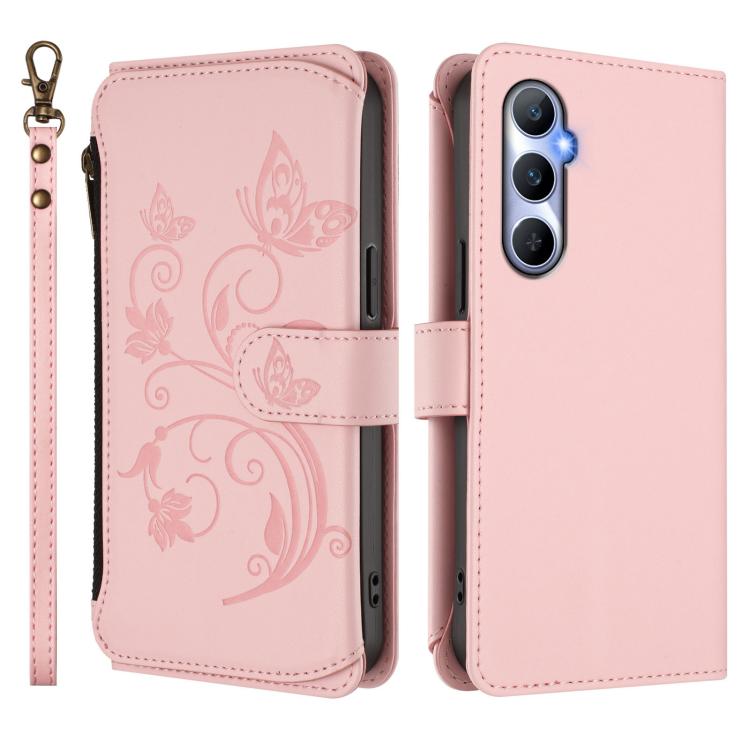 For Realme C65 4G Global Butterfly Love Flower Multi-card Zipper Wallet Leather Phone Case