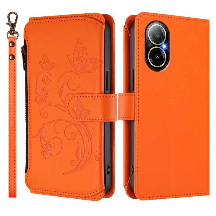 For Realme C67 4G / 12 Lite 4G Global Butterfly Love Flower Multi-card Zipper Wallet Leather Phone Case