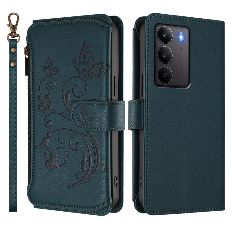 For Realme C75 4G Global / 14x 5G India Butterfly Love Flower Multi-card Zipper Wallet Leather Phone Case