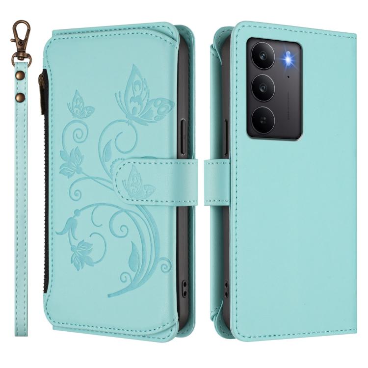 For Realme C75 4G Global / 14x 5G India Butterfly Love Flower Multi-card Zipper Wallet Leather Phone Case