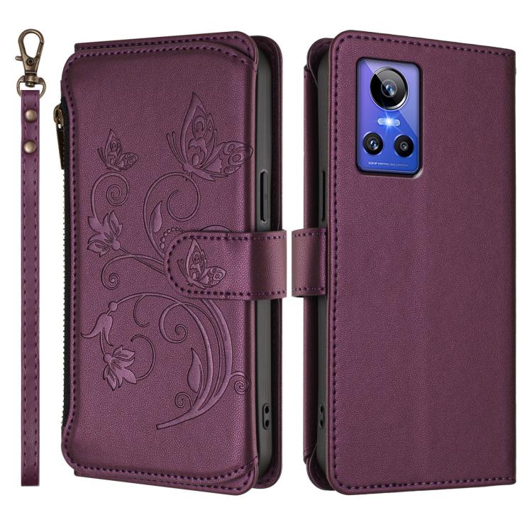 For Realme GT Neo 3 Butterfly Love Flower Multi-card Zipper Wallet Leather Phone Case