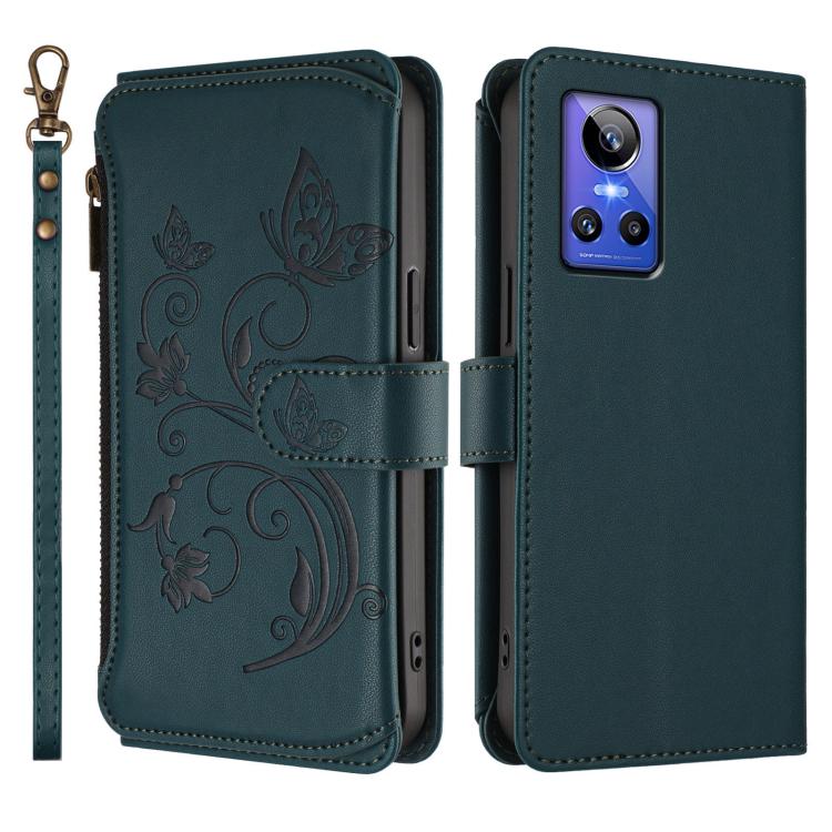 For Realme GT Neo 3 Butterfly Love Flower Multi-card Zipper Wallet Leather Phone Case