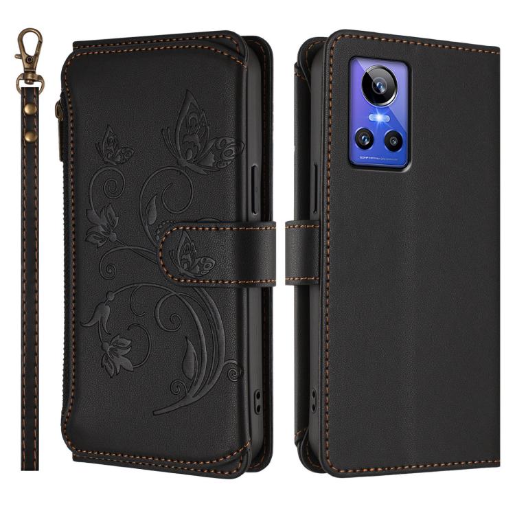 For Realme GT Neo 3 Butterfly Love Flower Multi-card Zipper Wallet Leather Phone Case