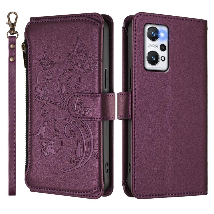 For Realme GT Neo 3T Butterfly Love Flower Multi-card Zipper Wallet Leather Phone Case