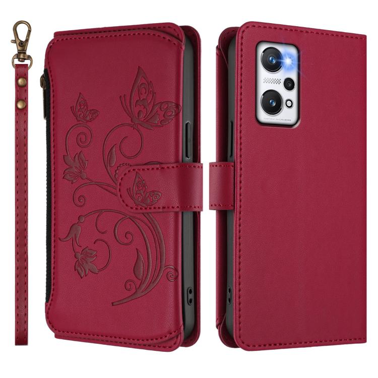 For Realme GT Neo 3T Butterfly Love Flower Multi-card Zipper Wallet Leather Phone Case