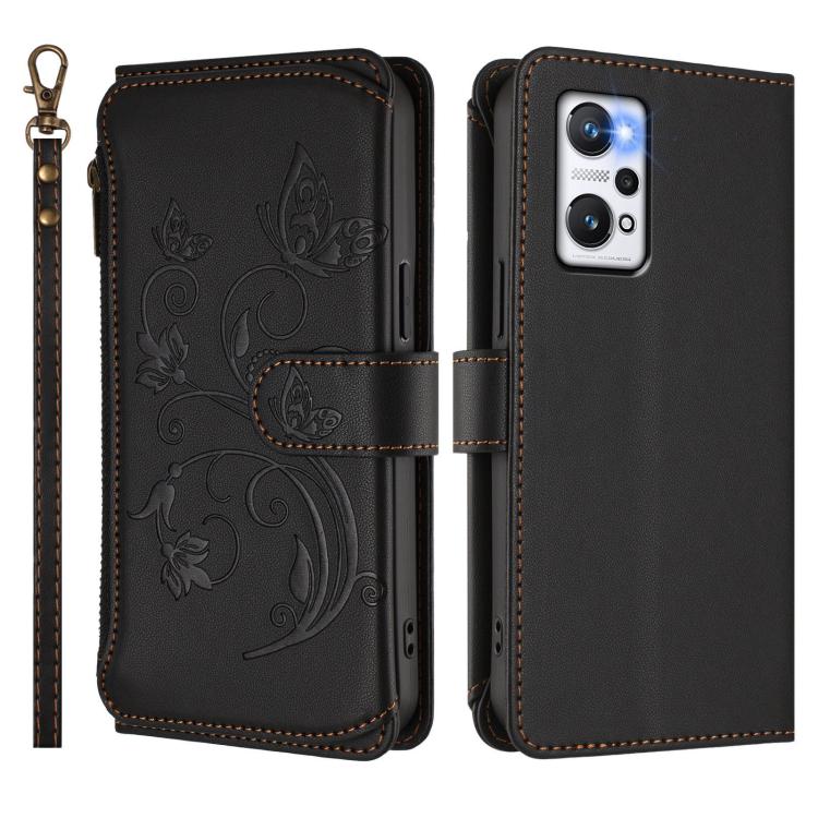 For Realme GT Neo 3T Butterfly Love Flower Multi-card Zipper Wallet Leather Phone Case
