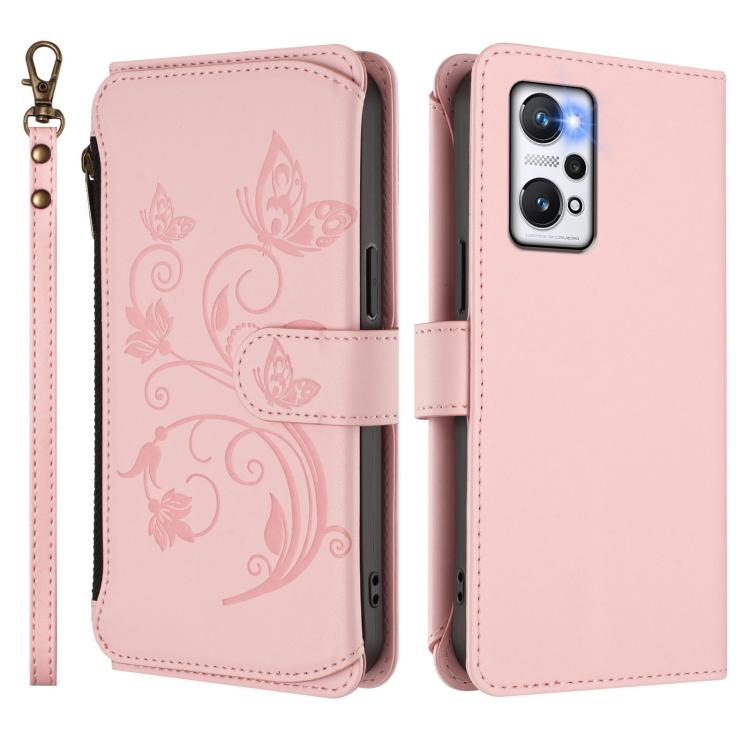 For Realme GT Neo 3T Butterfly Love Flower Multi-card Zipper Wallet Leather Phone Case