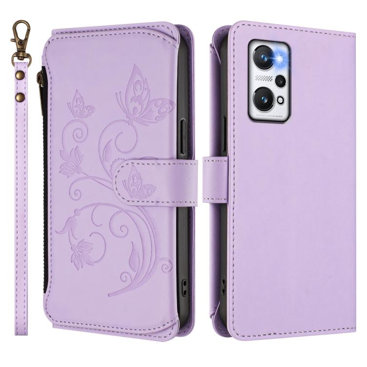 For Realme GT Neo 3T Butterfly Love Flower Multi-card Zipper Wallet Leather Phone Case